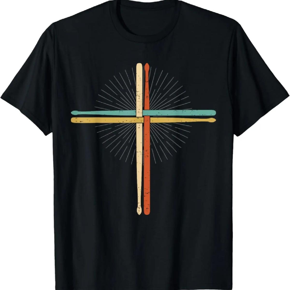 

Барабанщик Грає на барабанах Барабани Перкусія Я Віра Ісус Розп яття Футболка XXXXXL чорний