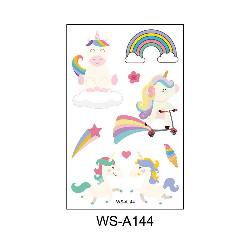 Cross Border Cartoon Unicorn Children's Waterproof Tattoo Sticker Pony Beautiful Girl Temporary