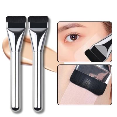 2 pièces Pinceau Fond de Teint Ultra Fin - Pinceau Plat Fin Léger pour Contouring pour estompage sans traces des Maquillages Crème & Liquides