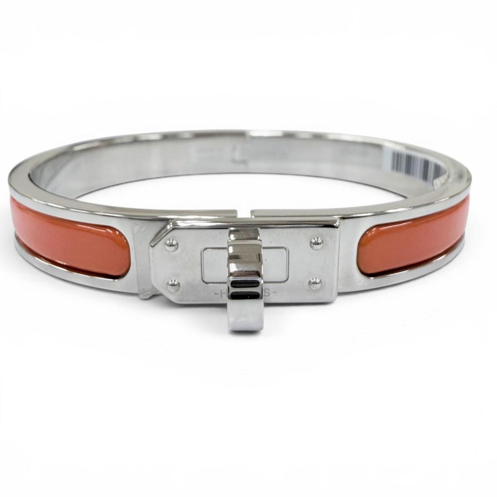 Pristine HERMES Bangle Mini Click Kelly Bracelet Silver Women Used