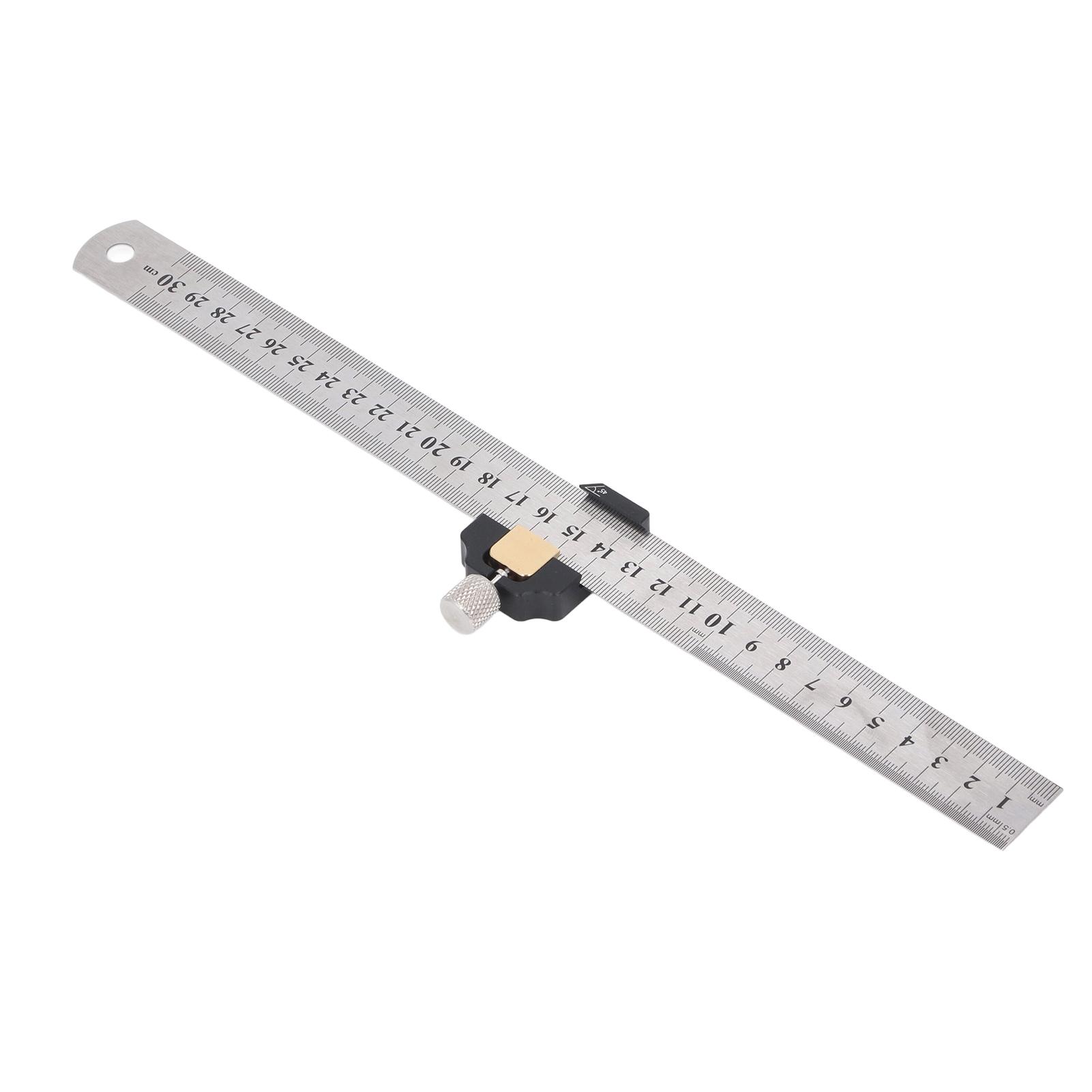 

Steel Ruler 12 Inch 30cm Imperial Metric Steel Ruler with Positioning Block for Scribing Marking