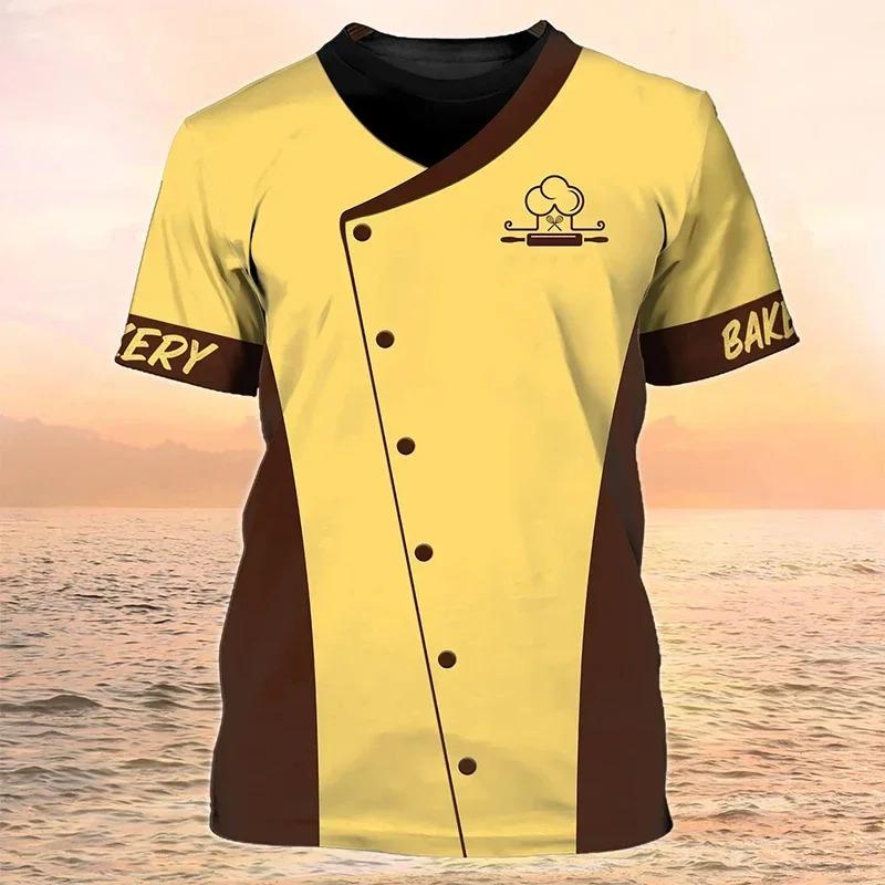 Chef Dessert Chef Cosplay 3D Harajuku Printed Funny T-shirt Men's And Women's Crewneck Short Sleeve Creative Fashion Hip Hop Top