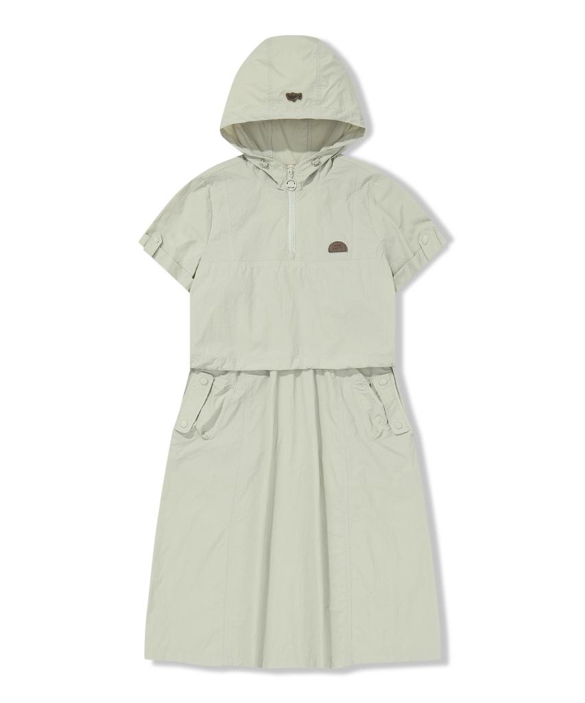 BBC EARTH Women'S Layered Hoodie Dress Light Olive
