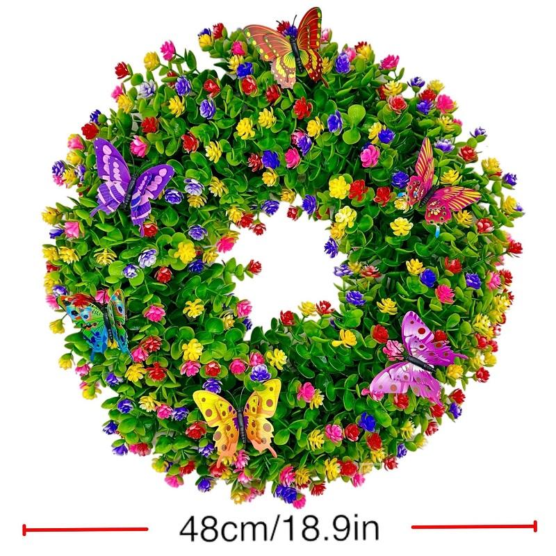 48CM Artificial Eucalyptus Wreath Sping Door Garland Butterfly Flower Wreath for Wall Window Farmhouse Party Holiday Home Decor
