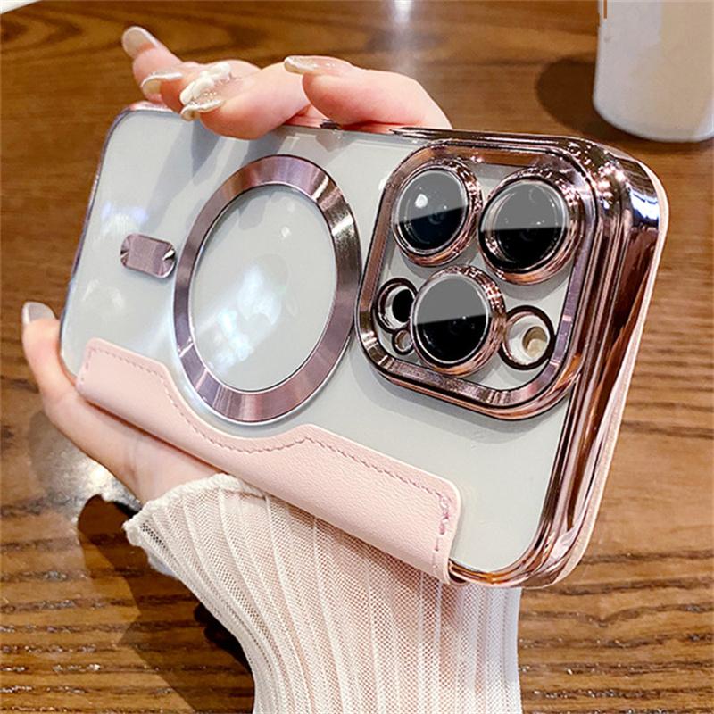Módní kožený kryt Magsafe Case pro iPhone 15 14 12 13 Pro Max Magnetic Wireless Charge Transparentní silikonový kryt pro Samsung S24 S23 S22 Ultra
