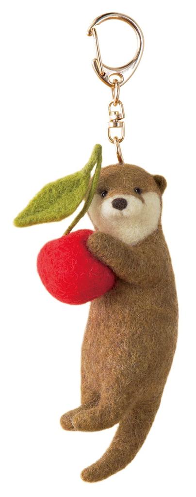 Hamanaka Felt Animal and Snack Mascots Made with Felted Wool Otter and H Kit - Cherry, 441-606