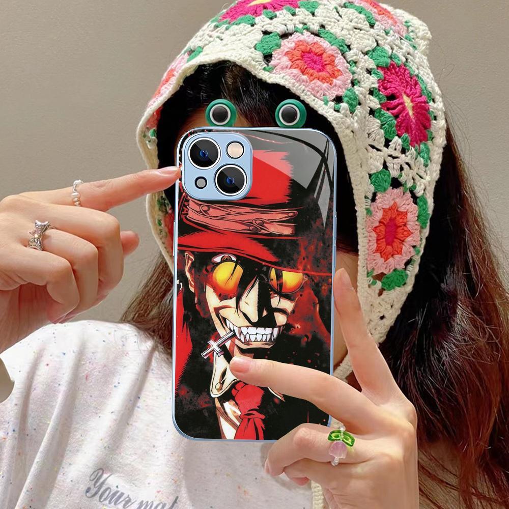 Alucard Hellsing Anime Phone Case Tempered Glass For iphone 14 13 12 11 Pro Mini XS MAX 14Plus X XS XR Cover