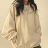 Felpa con cappuccio pullover con zip in stile coreano da donna - Vestibilità ampia, con velluto, leggera, ideale per tutte le stagioni