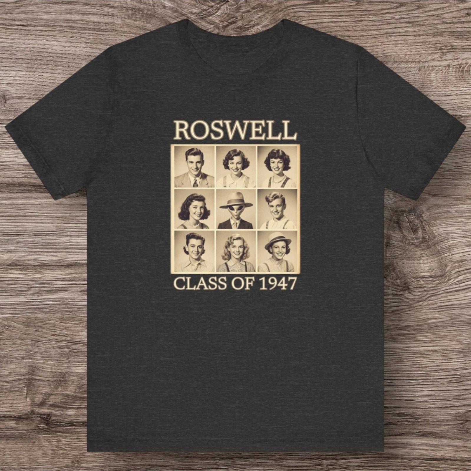 Roswell Class of 1947 Funny 100% Cotton T-shirt Mens Womens Tees Top, Gift, Alien UFO UAP Unisex Tee L