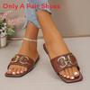 Metal Chain Flat Sandals For Women Summer Casual Nonslip Rubber Sole Comfortable Shoes