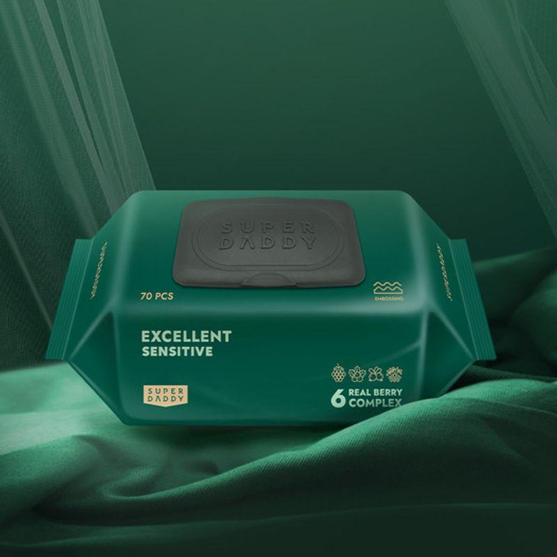 SUPER DADDY 82gsm Excellent Sensitive Wet Wipes with Caps, 70 Sheets, 20 Packs Sensitive 70 sheets, 20 packs