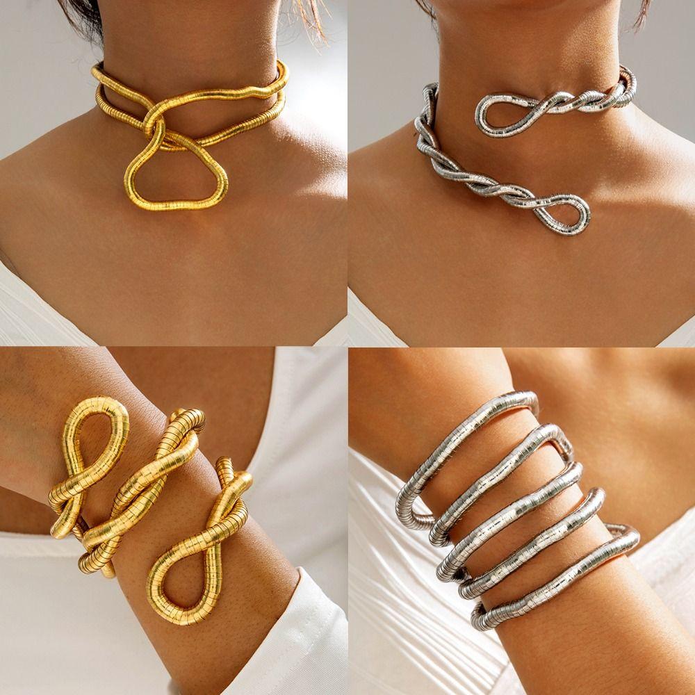 Metal Iron Twistable Collar Necklace Multi-layered Freely Wrapped Necklace  Fashion