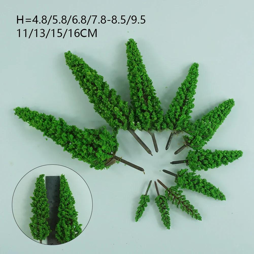 10pcs Pine Trees Model Green For Scale Railway Layout Miniature Sandtable Model Scenery DIY For Home Building Decoration
