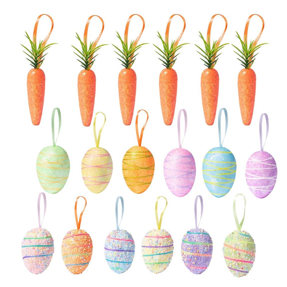For Decorating Trees As Shown Easter Hanging Ornament Foam Egg And Carrot Pendants Accessory Colorful Carrot Pendant