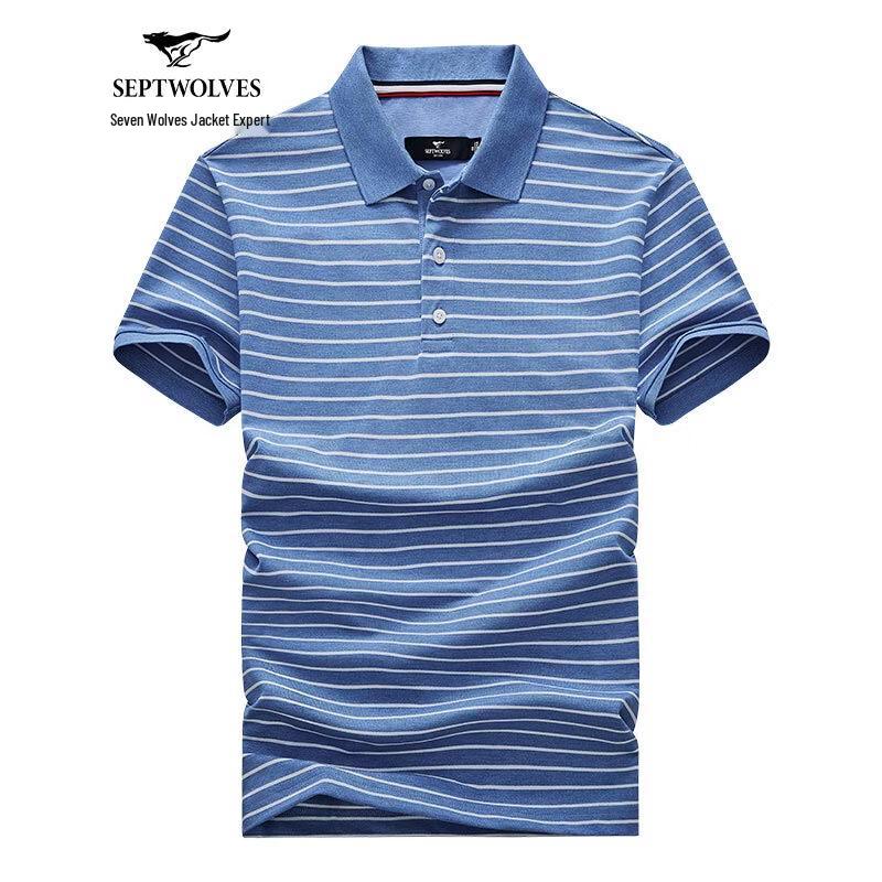 Septwolves Men s Striped Business Casual Polo T-Shirt 2XL (180)