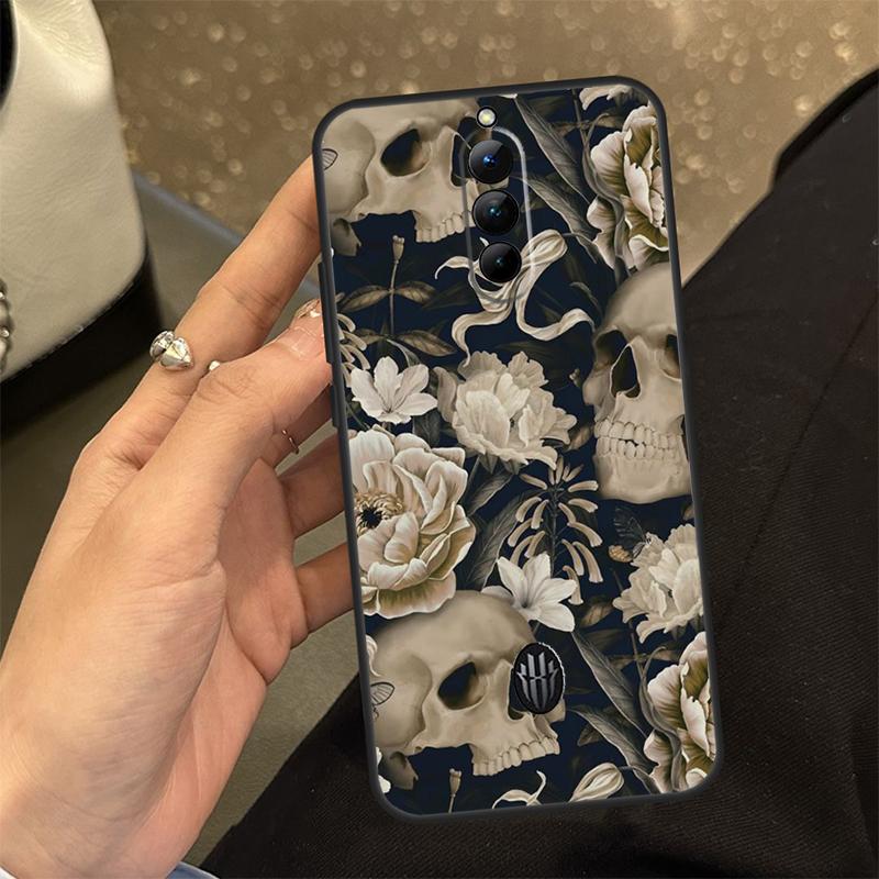 Gothic Floral Skull Case For ZTE Nubia RedMagic 10 Air 6 7 6S 7S Pro RedMagic 10S 9S 8S 8 9 10 11 Pro Plus Cover