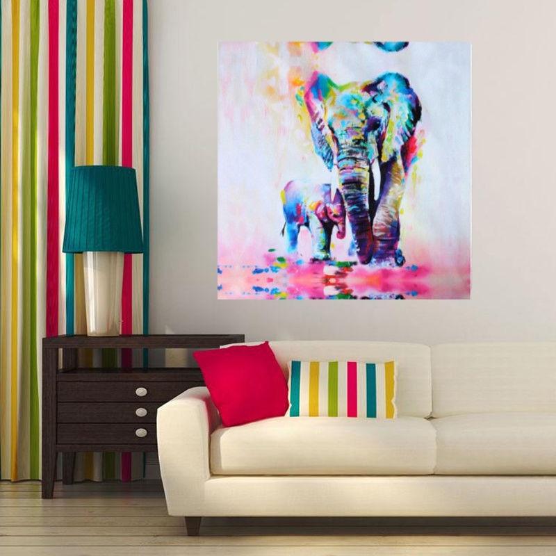 Stylish And Timeless Elephant Oil Canvas Painting For Wall Art