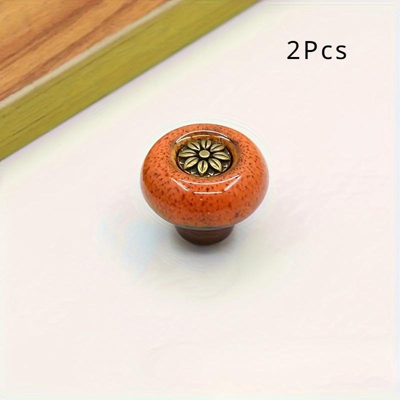2 Pieces Colored Ceramic Cabinet Knobs, Leopard Glass Round Single Hole Pulls with Mounting Hardware for Closets, Drawers, Wine Cabinets