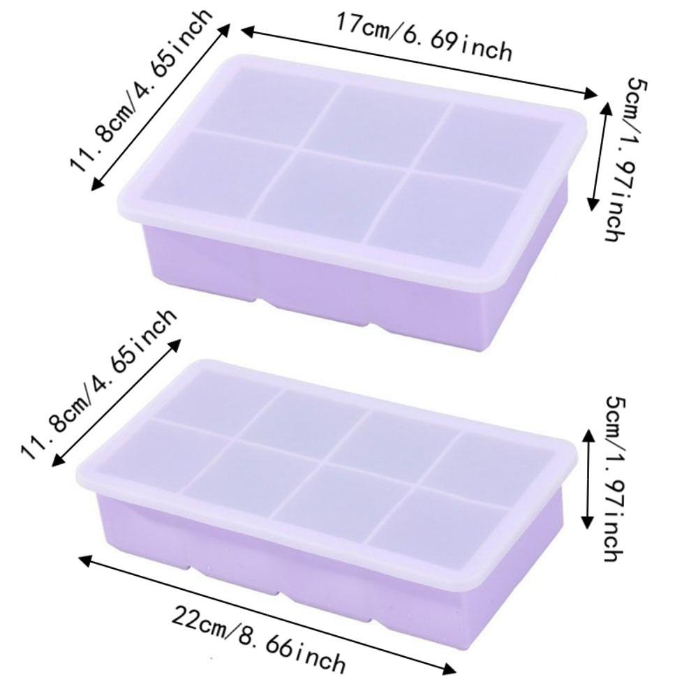 6/8 Grids Large  Ice Cube Tray Silicone Square Ice Mold Food Grade Ice Cube Maker  Kitchen Gadgets