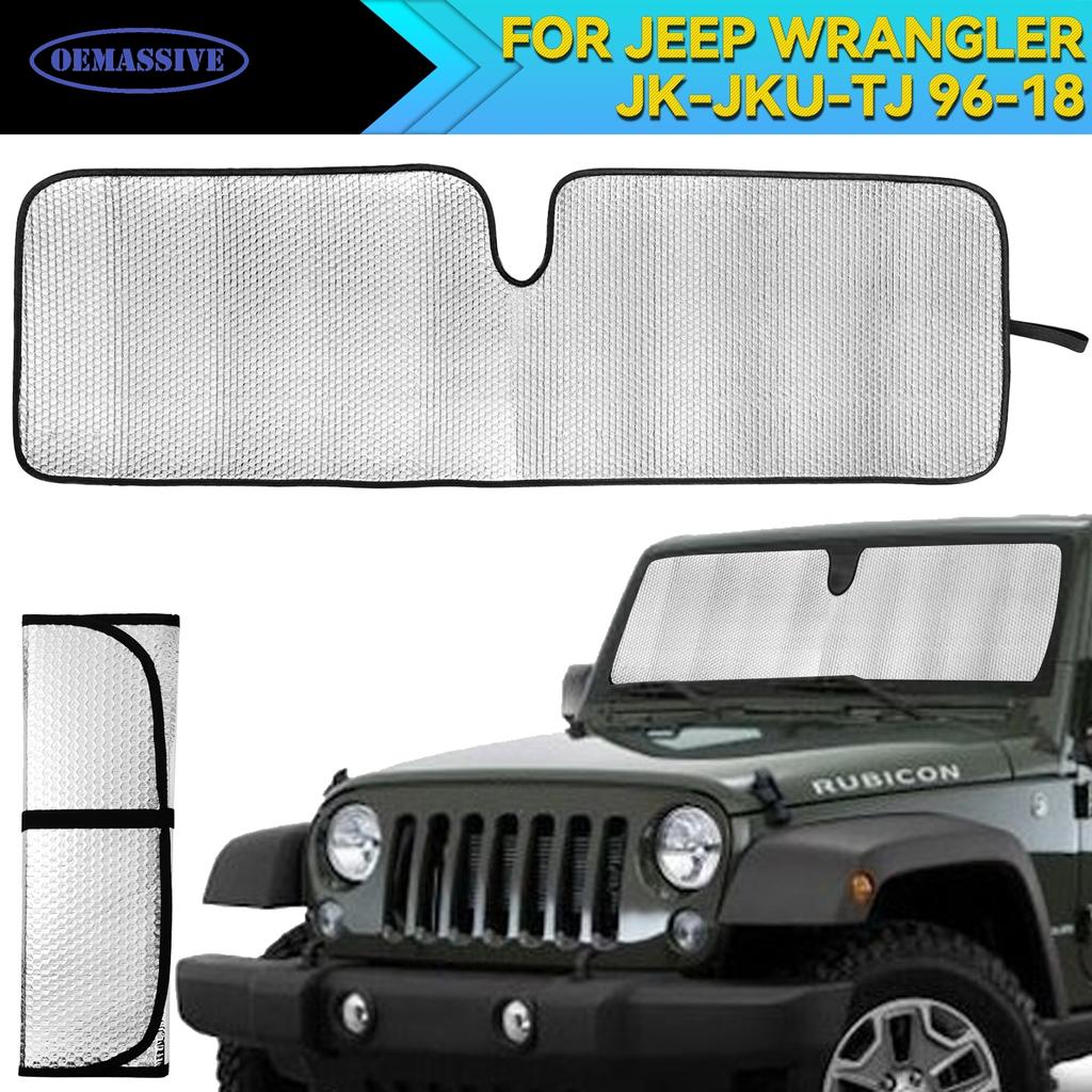 Automotive Front Windshield Sunshade Anti UV Ray Window Shield Protector For Jeep Wrangler JK JKU TJ 1996-2018 AccessoriesWindshield Sunshades 1