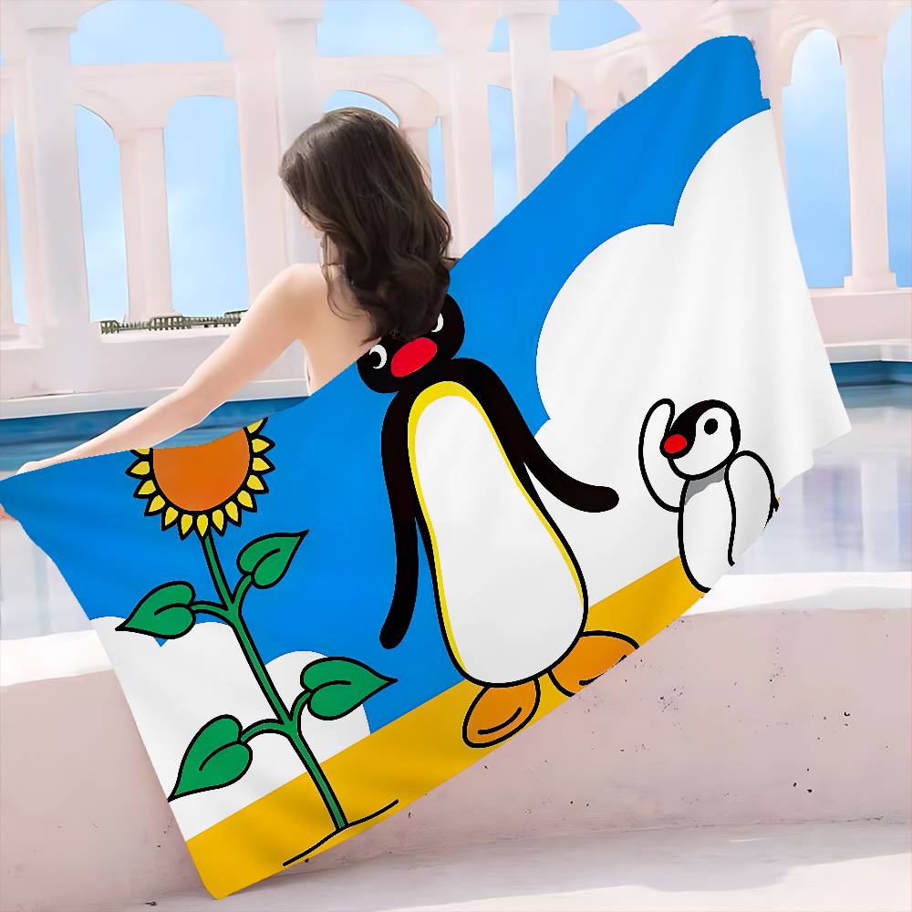 

Funny P-PinguS Cute Cartoon Microfiber Blanket Quick Drying Beach Towels Oversized Printing Super Absorbent Pool Towel Blanket W40*H60(CM)