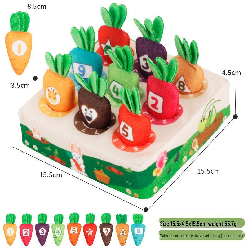 Children's Plush Radish Pull Toy - Educational Teething Toy for Number Recognition