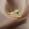 Stainless Steel Open Adjustable Evil Eye Rings For Women Lucky Turkish Blue Cubic Zircon Ring Wedding Band Couple Jewelry Gift