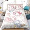 Cute S-Sanrio Friends Duvet Cover Set Home Style Bedding Soft Laundry Cotton Bed 3 Piece Set Student Dormitory Gift