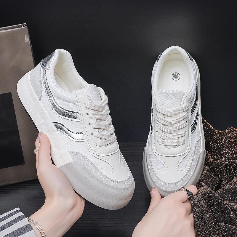 6 platform shoes women's versatile spring new niche casual student round head white shoes