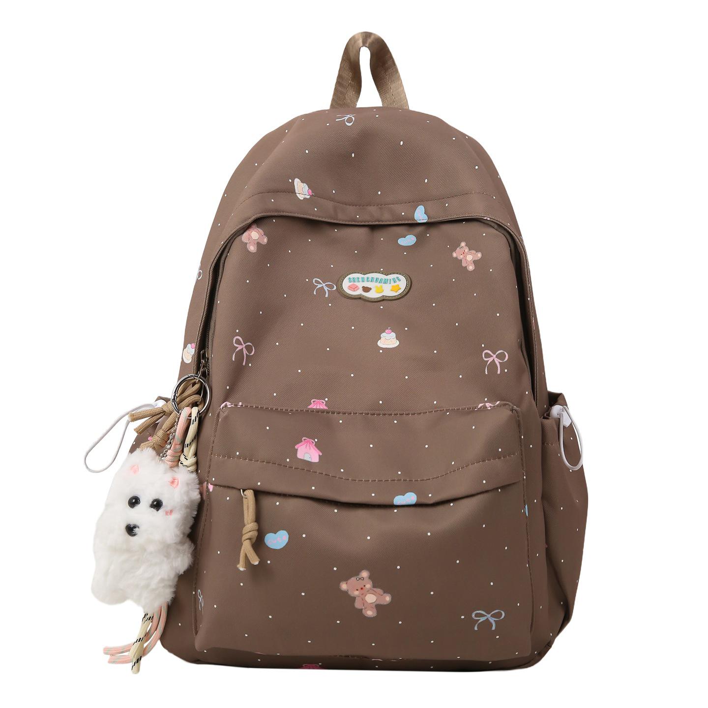 

Sweet Girl Double Shoulder Backpack for Students - Cute, Large Capacity, Niche Design Bag Only коричневий