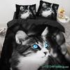 3D Cat Bedding Set Luxury Animal Duvet Cover With Pillowcase Queen King Single Double Size For Girls Boy Polyester Quilt Cover