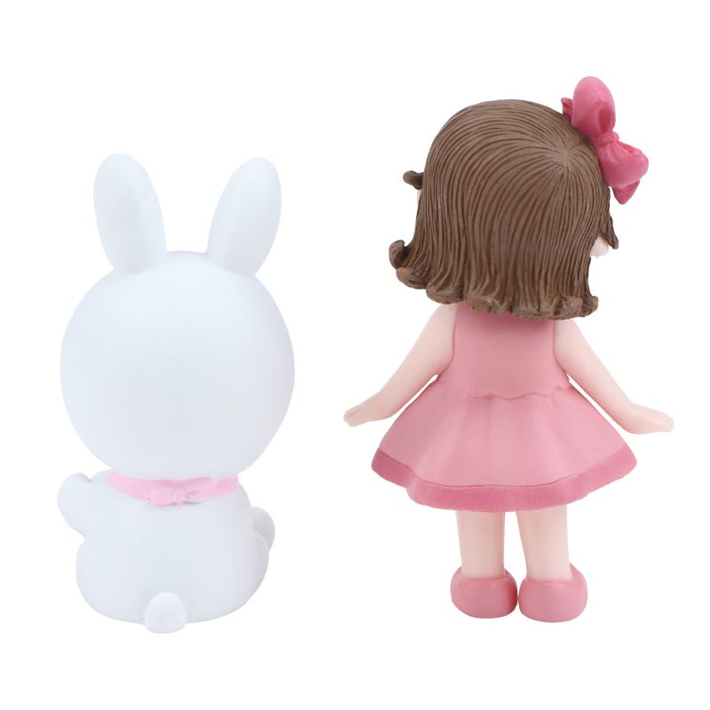 Cake Topper Beautiful Girl Rabbit Baby For Happy Baby Birthday Party Cake Decoration Party Supplies