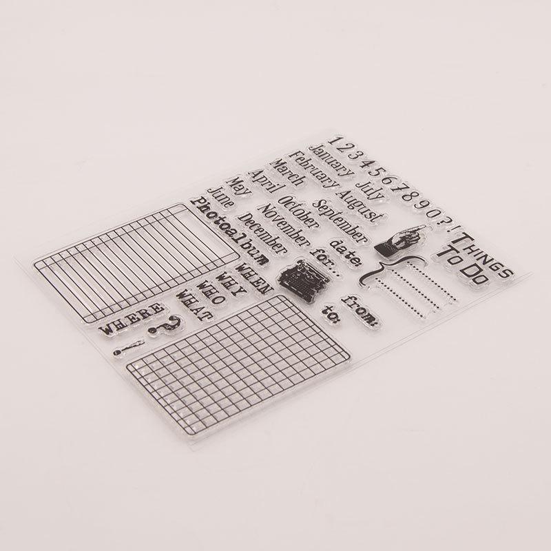 Dagsplan Gjennomsiktig silikon klare stempler for segl DIY Scrapbooking Fotoalbum Dekor Kunst Kalender Dato Måned Uke Tidsplan