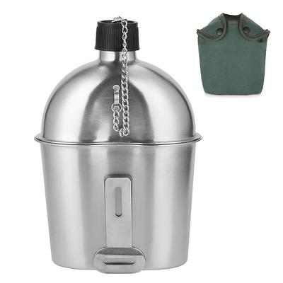 2τμχ 1000ml 600ml Σετ Κυπέλλου Στρατιωτικής Καντίνας από ανοξείδωτο ατσάλι με τσάντα κάλυψης για υπαίθριο κάμπινγκ