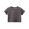 Kids T-Shirt Boys Girls Printed Color Expose The Navel Short Sleeve Loose Fit Pullover Tops