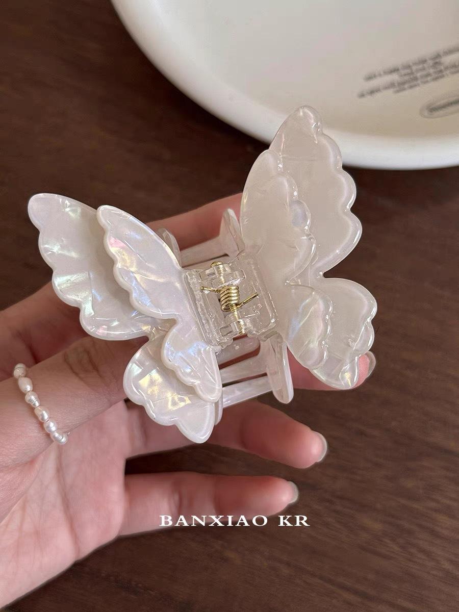 

Красочные бабочки заколка для волос 2024 новые двухслойные ацетатные заколки для волос высококачественные акульи заколки элегантные аксессуары для волос для женщин и девочек бежевый