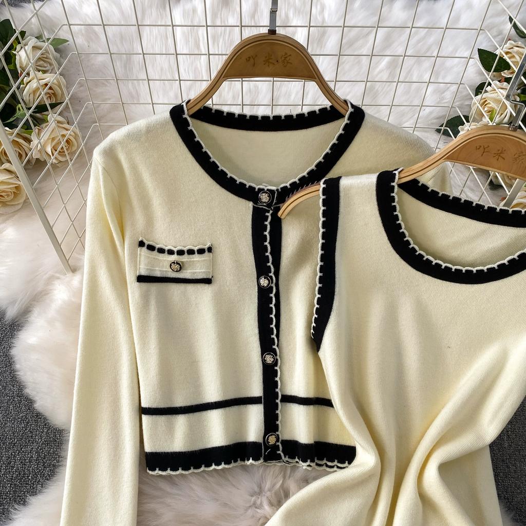 Autumn Winter Women Casual Knitted Sweater Two Piece Set Single Breasted Cardigans Top and Mini Short Slim Bodycon Dresses Suit