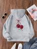 Felpa Casual Moda Bambini Autunno/Inverno Colore Unito Carino Fiocco Motivo Ciliegie Stampa Lettere, Adatta per Attività all'Aperto