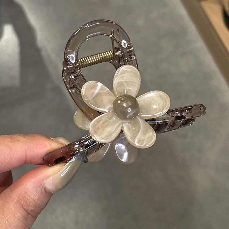 Korean Style Sweet Flower Hair Claw Simple Back Head Cross Hairpin  Bun Styling Tools Shark Clips Women Hair Accessories