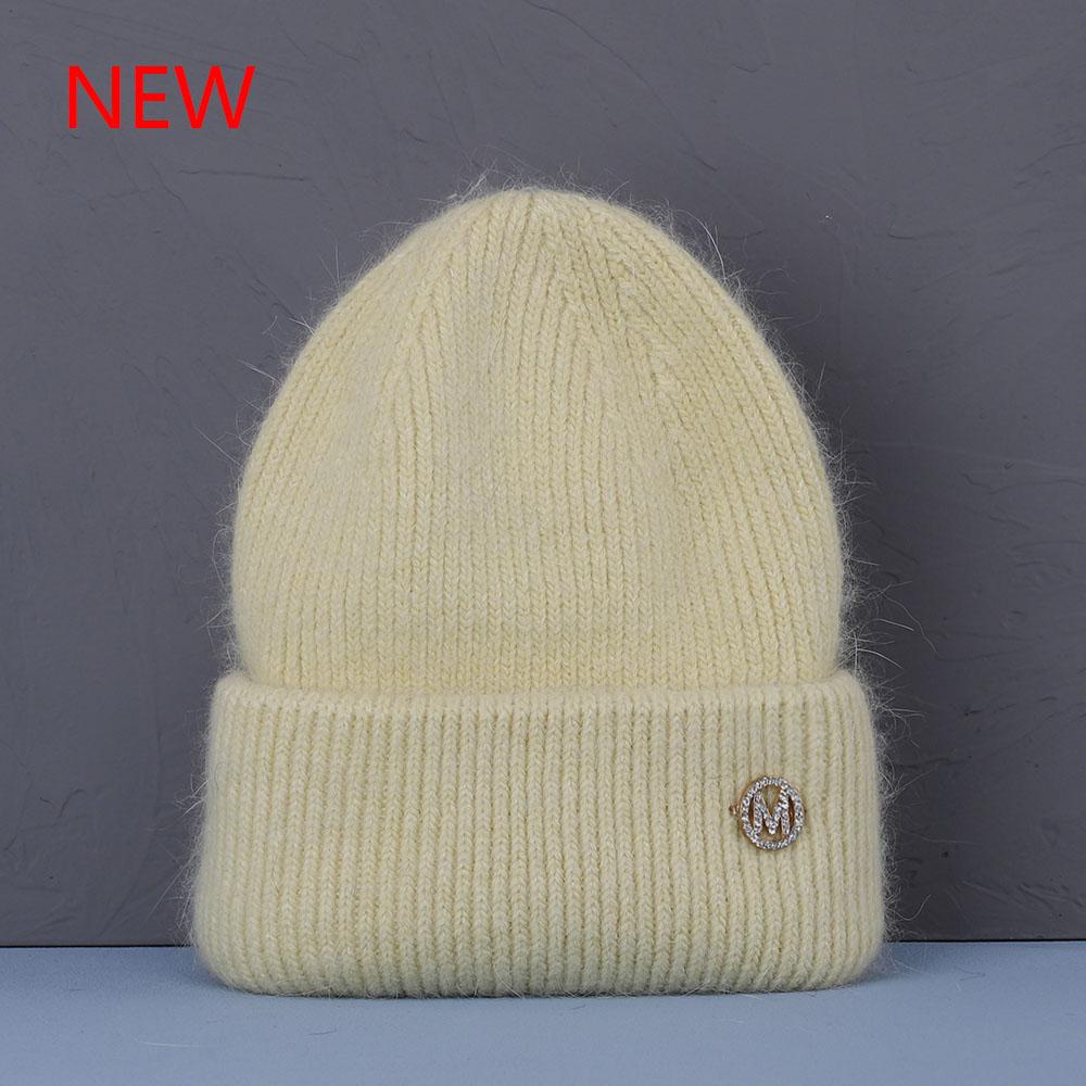 2023 new  Hot Selling Winter Hat Real Rabbit Fur Winter Hats For Women Fashion Warm Beanie Hats Solid Adult Cover Head Cap