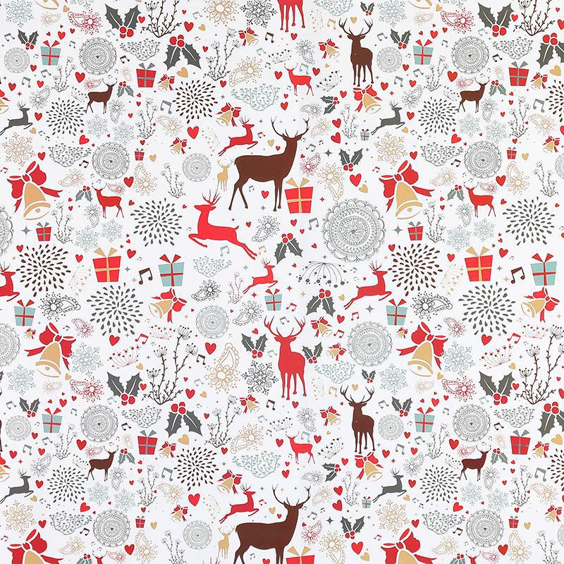 Christmas Gift Wrap: Thick Coated Paper with Trees & Elks