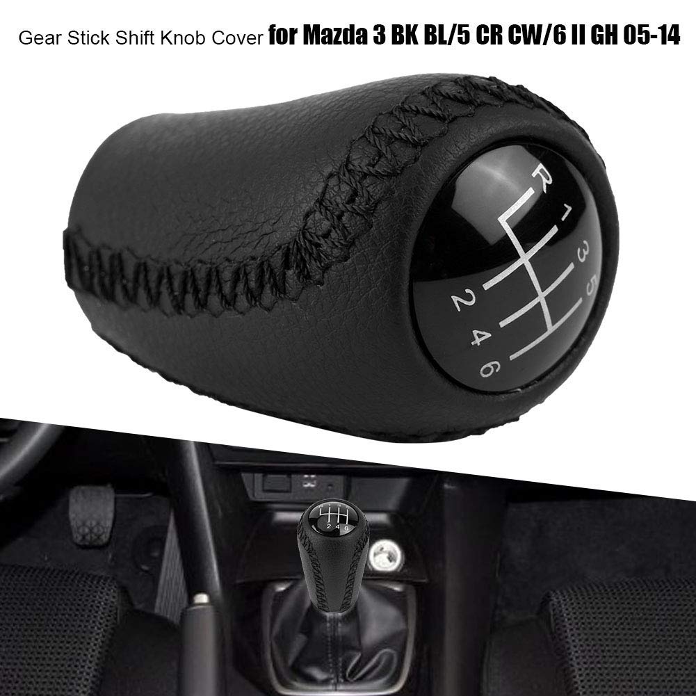 Qiilu Car Gear Stick Shift Knob Gear Shifter Knob Head 6 Speed Anti-Slip Corrosion