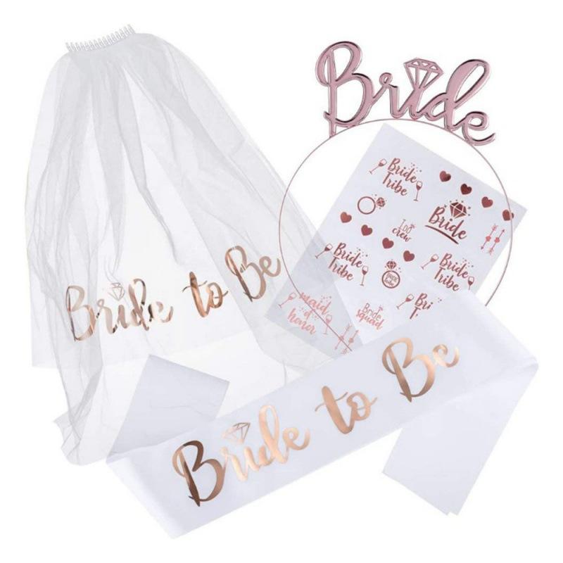 Creative Headwear Party Atmosphere Decoration Set Bridal Diamond Ring Shoulder Strap Headveil Stickers Decorative Dressing Props