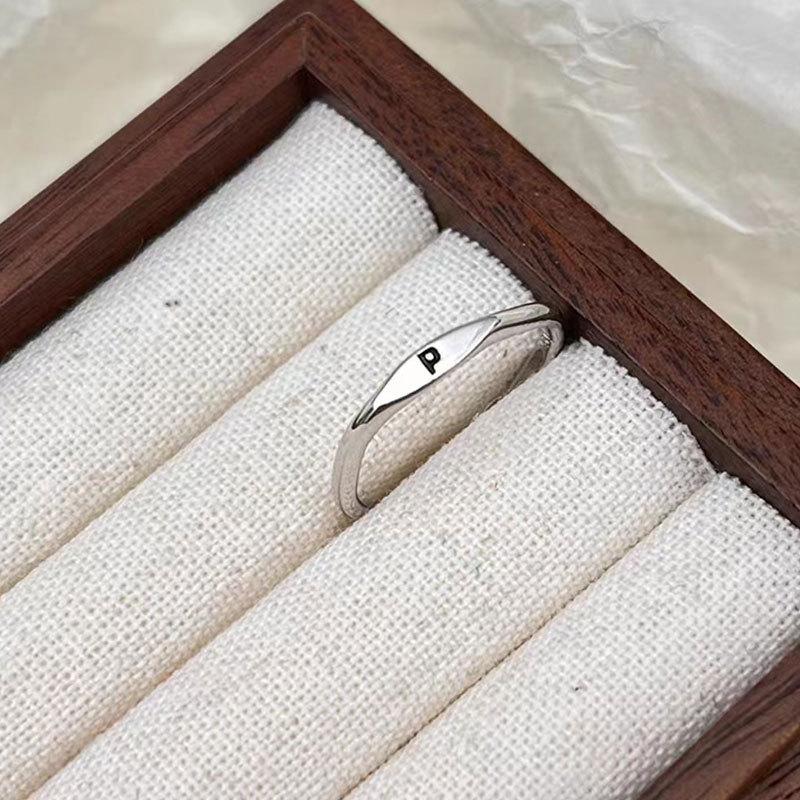 Silberner Koreanischer 26 Buchstaben A-Z Offener Ring Herren und Damen Ring Partnergeschenk Schmuck