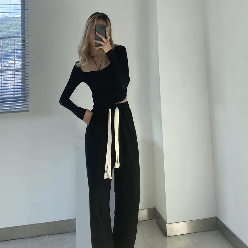 High-Waisted Loose Fit Sweatpants for Tall Girls - Spring/Autumn