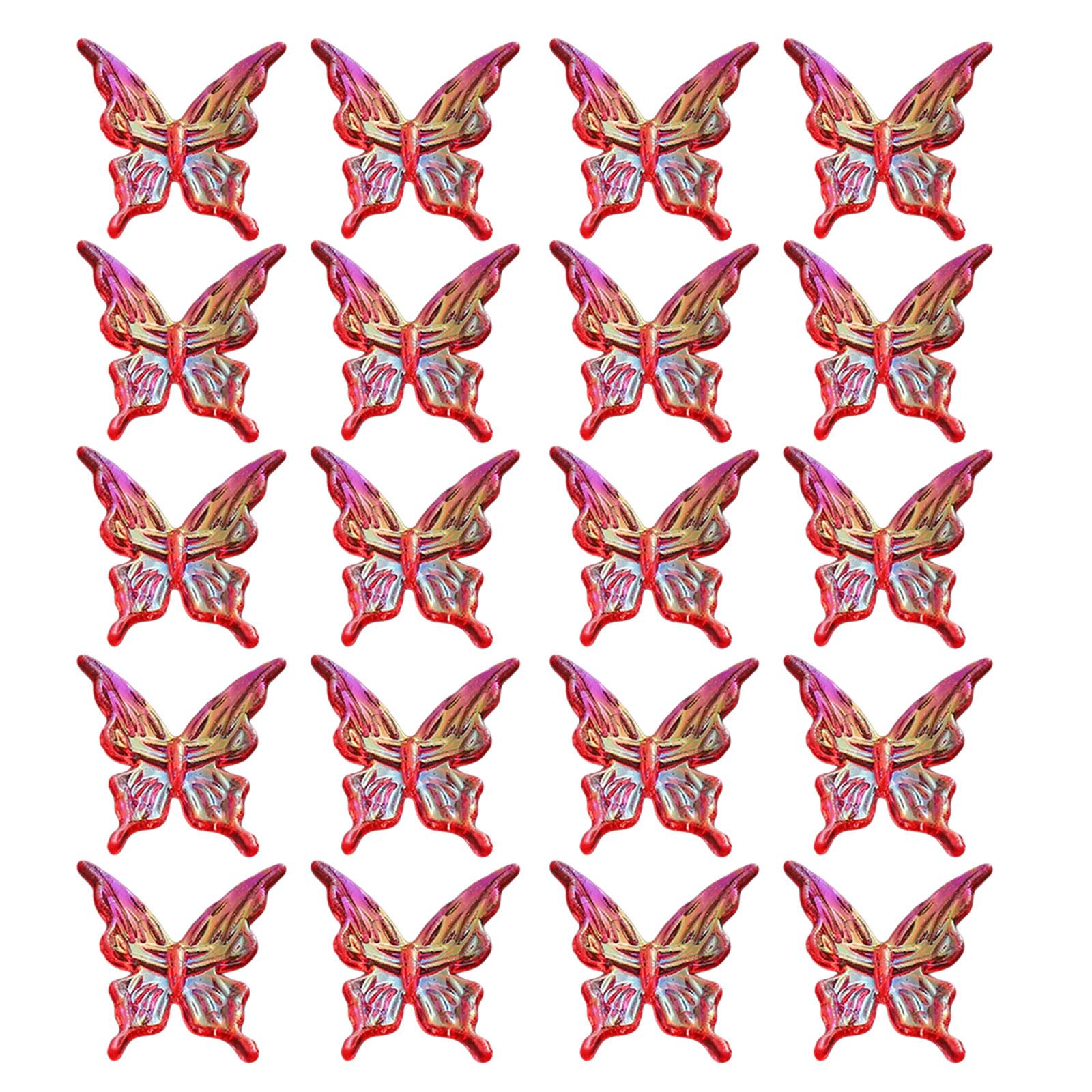 

20 шт. акриловых бусин в форме бабочек для рукоделия, компоненты для ювелирных изделий, аксессуары для изготовления ожерелий и браслетов красный