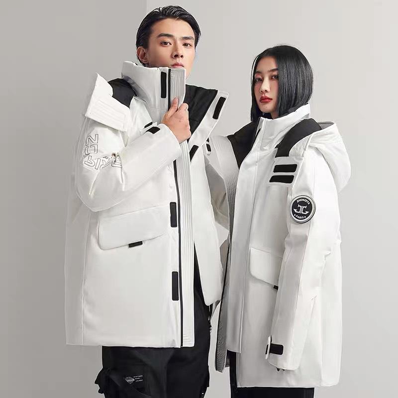 Down jacket men's Korean version winter men's casual couple jacket hooded down jacket trendy brand workwear white duck down jacket