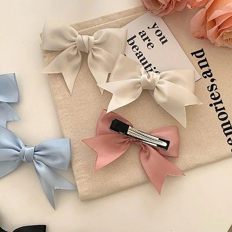 Girls Cute Headwear Fashion Satin Bow Hair Clips Elegant Barrettes Hair Accessoires Ribbon Woman Birthday Gift