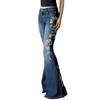 2026 New Women's Embroidered Flared Jeans, Low Waist Vintage Denim Pants with Rose Embroidery and Pocket Design for Autumn Winter