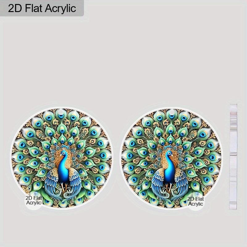 2D Flat Acrylic Diwali Green Peacock Feather Drop Earrings, A Festive Gift for Women, Perfect for Holiday Parties and Decorative Jewelry.